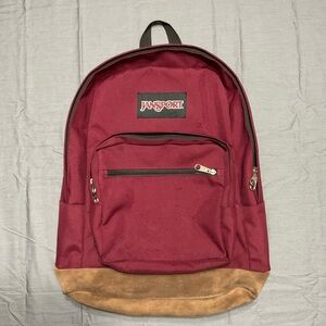 JanSport Red and Brown Leather Backpack